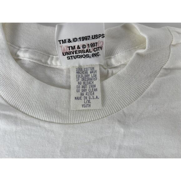 Vintage 90s Boris Karloff Frankenstein USA Monster Stamp T Shirt L/XL Youth - Picture 4 of 7